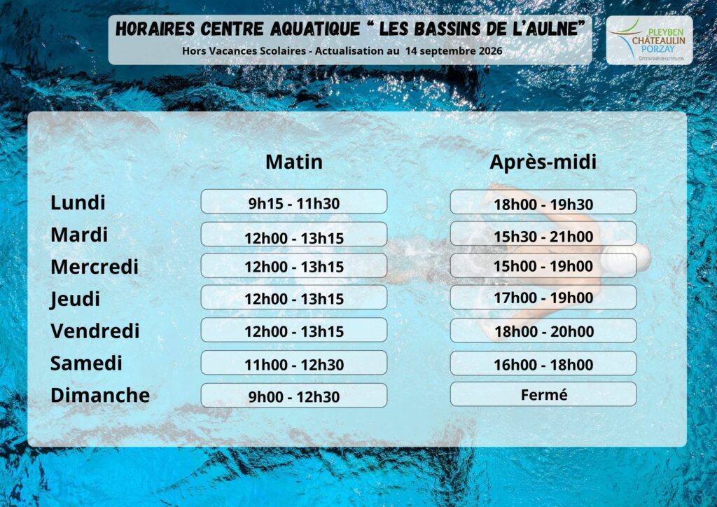 Horaires centre aquatique Châteaulin